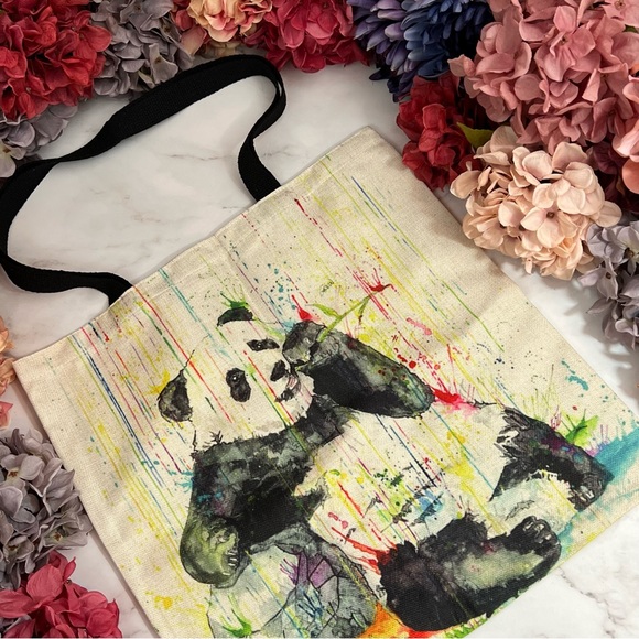 Eco-Friendly Colorful Rain Giant Panda Folding Tote Bag - Picture 3 of 13